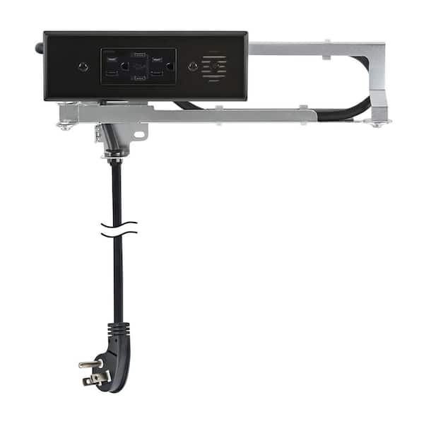 Black 15 Amp Blade In-Drawer Outlet with (2) 30W USB-C and (2) AC Ports