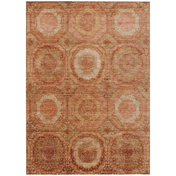 Chantille Machine Washable Indoor/Outdoor Abstract ACN2050 Terracotta 5 ft. x 7 ft. 6 in. Area Rug