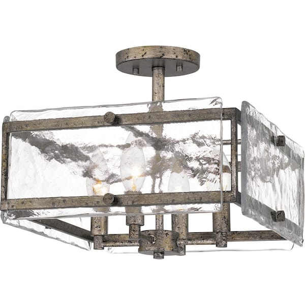 Quoizel Lancer 15 in. 4-Light Mottled Silver Semi-Flush Mount