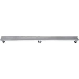 47 in. Linear Shower Drain with Groove Lines in Brushed Stainless Steel