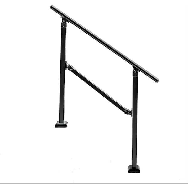 Afoxsos Flexible Height Outdoor Metal Hand Stair Railing for 1-5 Steps Durable Handrail for Various Stairs and Easy Installation