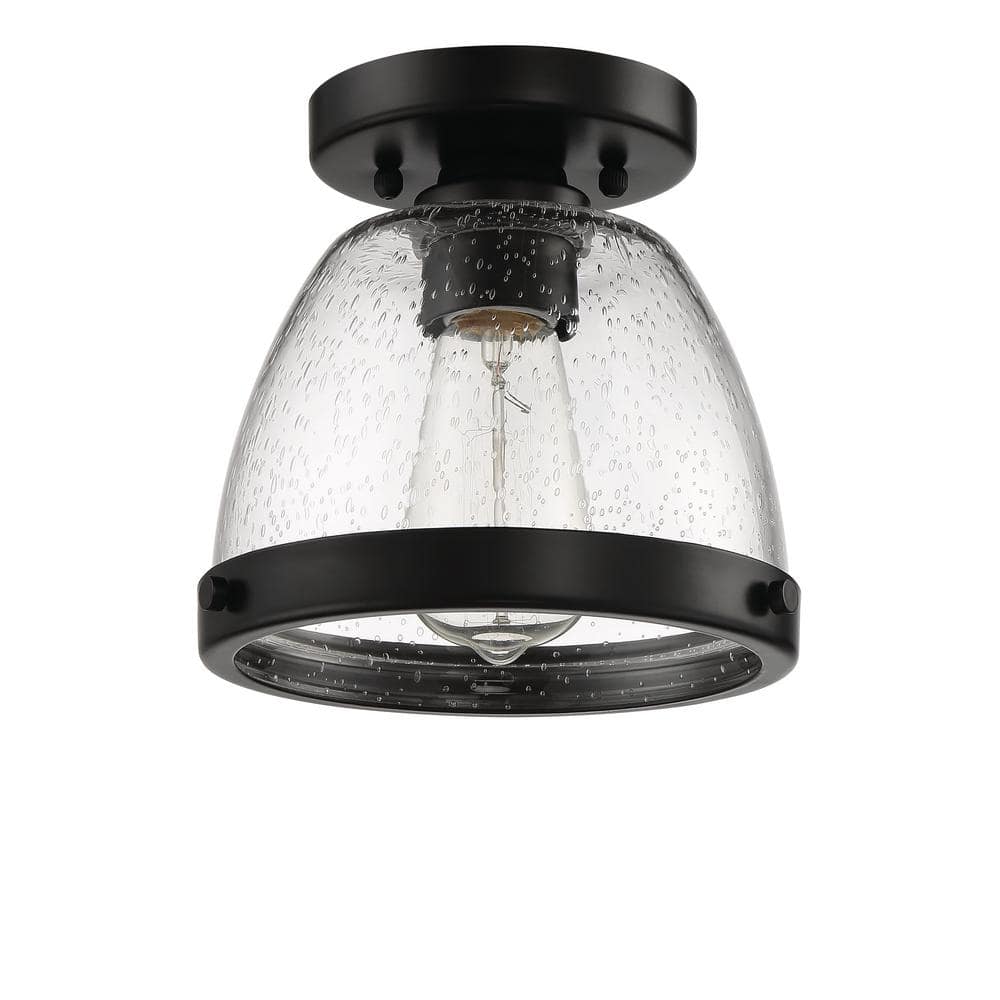 Lodie 7.5'' Square Flat Black Glass Ceiling Light