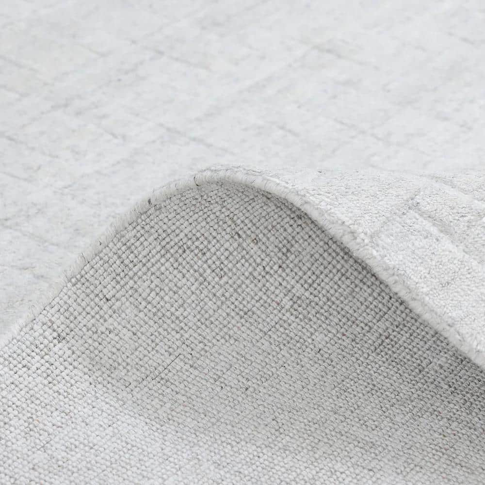 Ivory Geometric Handmade Wool-Blend 3' x 5' Rug