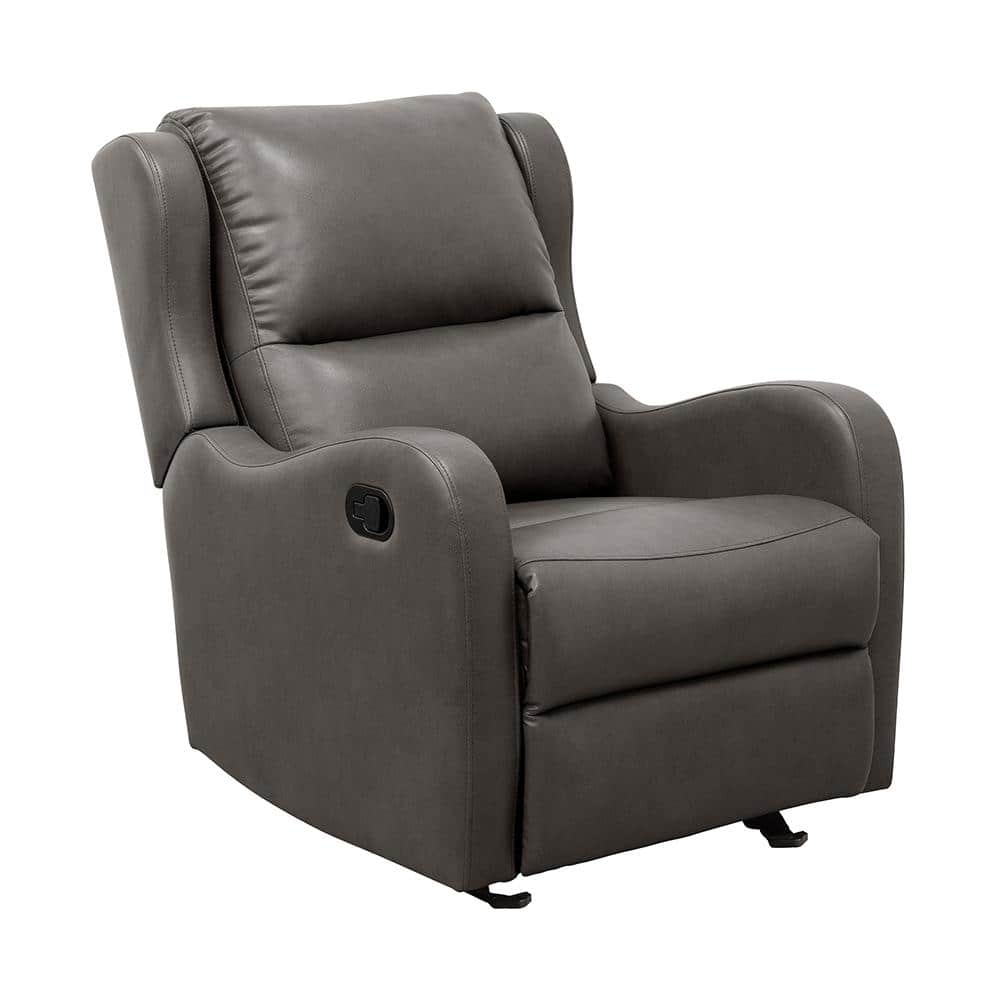 Laurel Gray Faux Leather Manual Glider Recliner