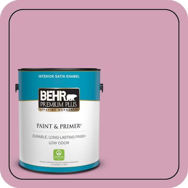 BEHR PREMIUM PLUS 1 gal. #M130-4 Raspberry Smoothie Satin Enamel Low Odor Interior Paint & Primer