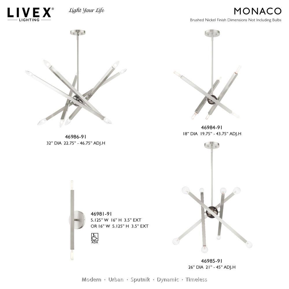 Monaco Brushed Nickel 10-Light Sputnik Chandelier
