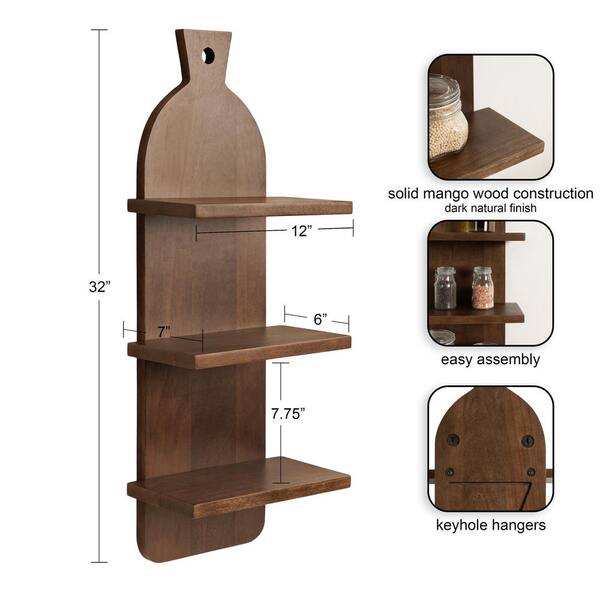 Kate and Laurel Braxton 12 in. W x 7 in. D Natural Wood Functional