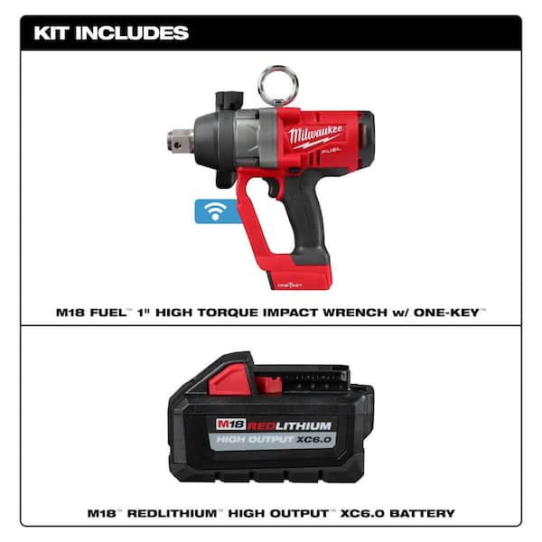 M18 FUEL ONE-KEY 18V Lithium-Ion Brushless Cordless 1 in. Impact Wrench with Friction Ring with (1) 6.0 Ah Battery