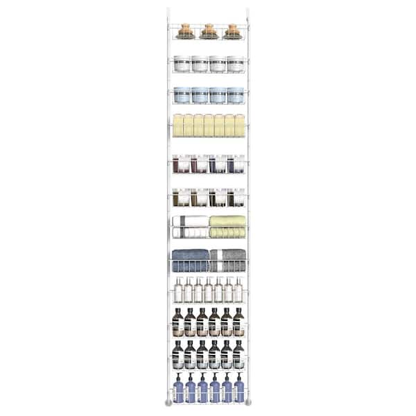 Oumilen 12-Tier Over the Door Hanging Pantry Door Storage with 12 Baskets Behind the Closet Door Storage White