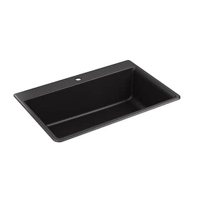 Kennon Dual Mount Neoroc Granite Composite 33 in. 1-Hole Single Bowl Kitchen Sink in Matte Black