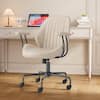 Allwex Magic Suede Fabric Ergonomic Swivel Office Task Chair in Beige with Arms and Lumbar Support SKL400