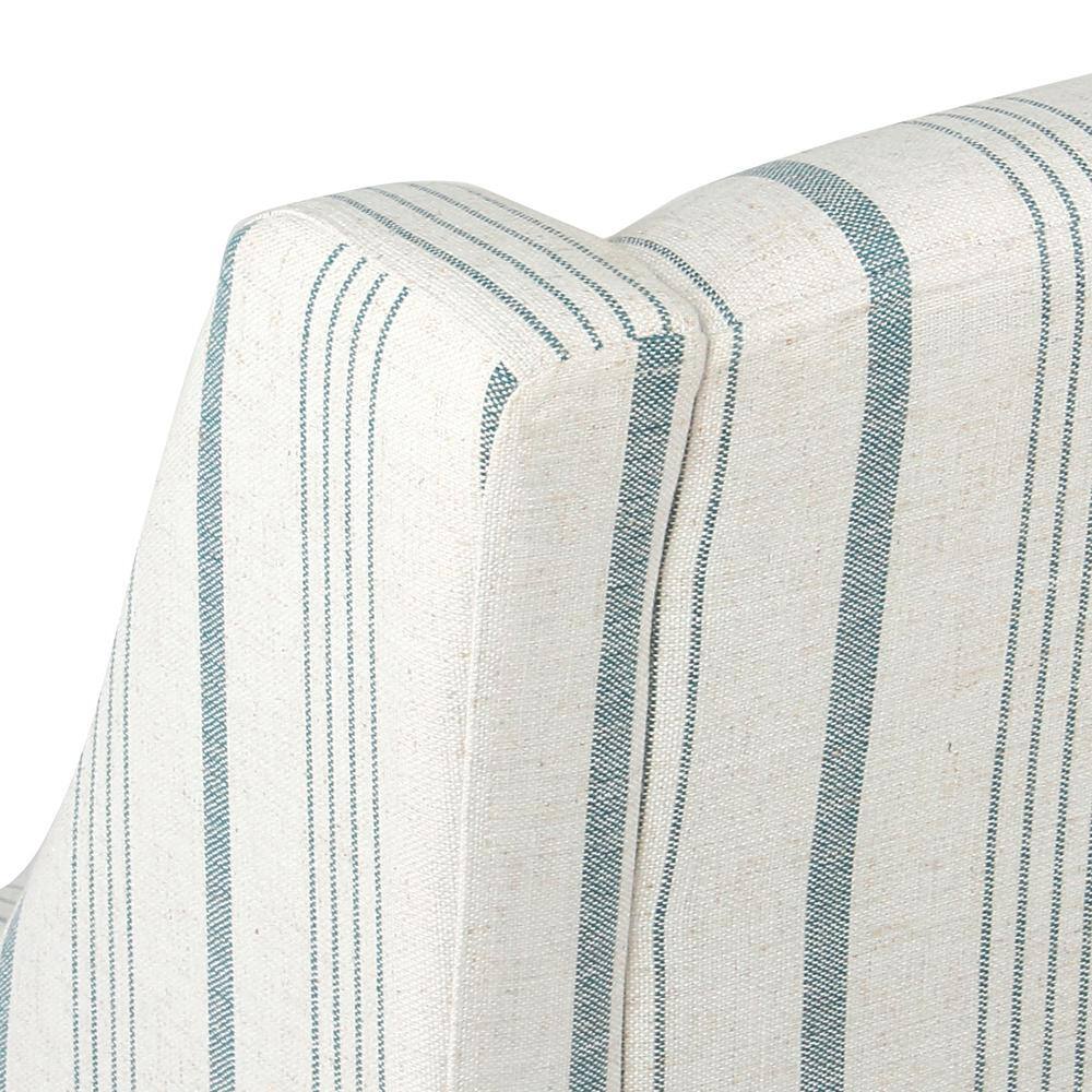 Calypso Blue Striped Modern Swoop Accent Armchair
