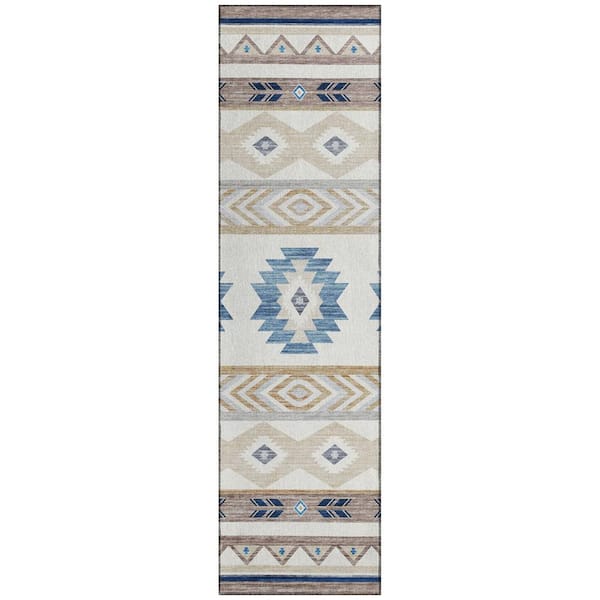 Addison Rugs Sonora Ivory 2 ft. 3 in. x 7 ft. 6 in. Geometric Indoor/Outdoor Area Rug