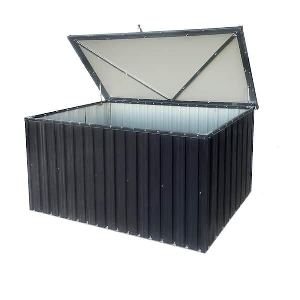 Unbranded 51.7 in. W x 30.8 in. D x 28.5 in. H Black Metal Outdoor Storage Cabinet Box with Waterproof Roofs and Lockable Doors