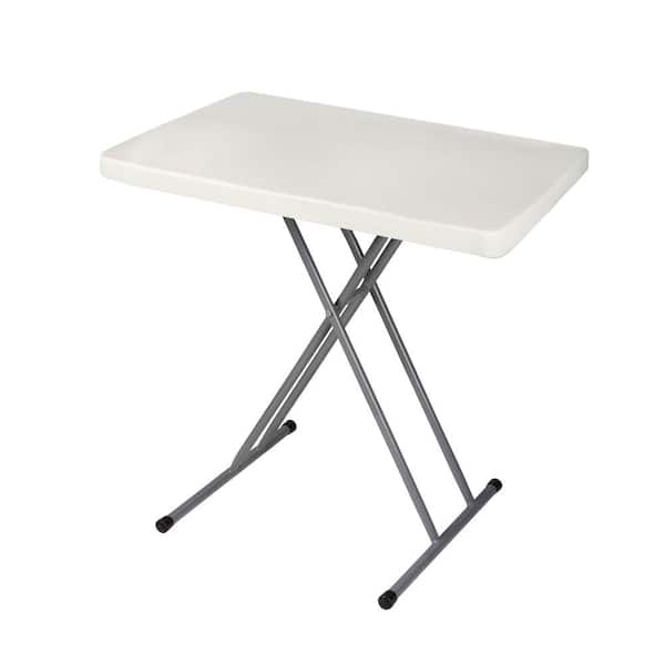 HAMPDEN FURNISHINGS Baldwin Personal 20 in. x 30 in, Height Adjustable Plastic Top Folding Table with Metal Frame, Speckled Grey
