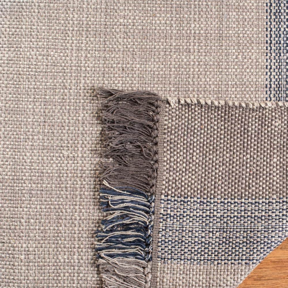Coastal Breeze Blue/Grey Stripe Handwoven Cotton Rug - 27"x10"