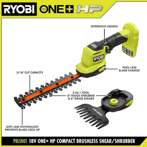 RYOBI ONE+ HP 18V Compact Brushless Shear Shrubber (Tool Only