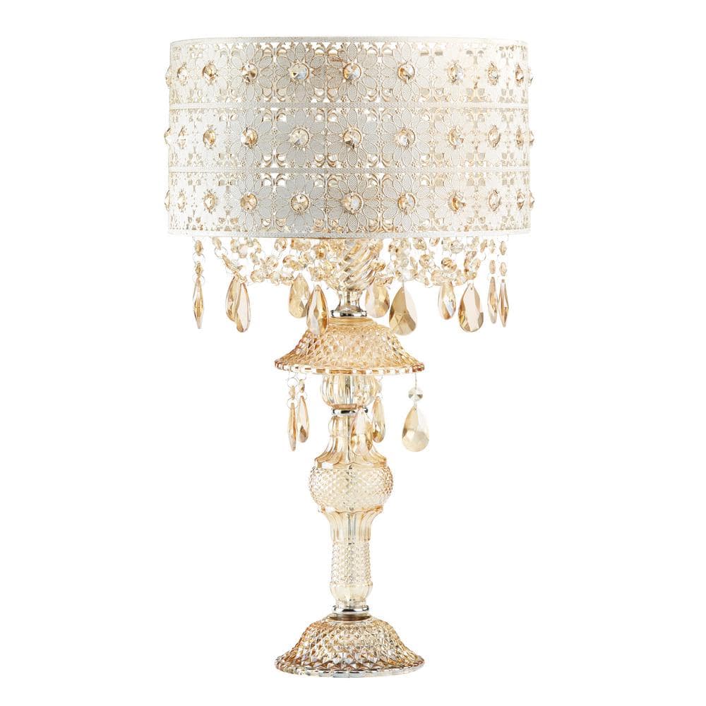 Tegan 24" Champagne Metal and Glass Table Lamp