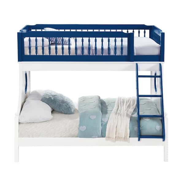 Acme Furniture Farah Navy Blue and White Finish Twin Adjustable Bunk Bed  with Ladder and Solid Wood BD00493 - The Home Depot