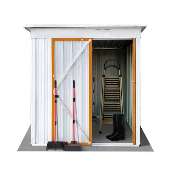 Unbranded 5 ft. W x 4 ft. D Metal Outdoor Storage Shed, Lockable Garden Tool Sheds with Pitched Roof and Vents, White (20 sq. ft.)