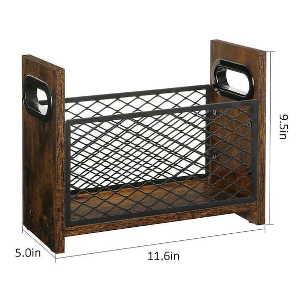 Farmhouse Rustic Brown Metal Freestanding Magazine Rack Magazine