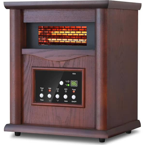 1500W Electric Infrared Radiant Cabinet Space Heater for Indoor Use with Remote Control in Dark