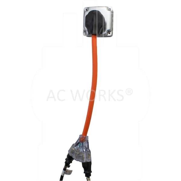 AC WORKS 1.5 ft. 50A 3-Prong Welder 6-50P Plug to (3) NEMA 6-15/20
