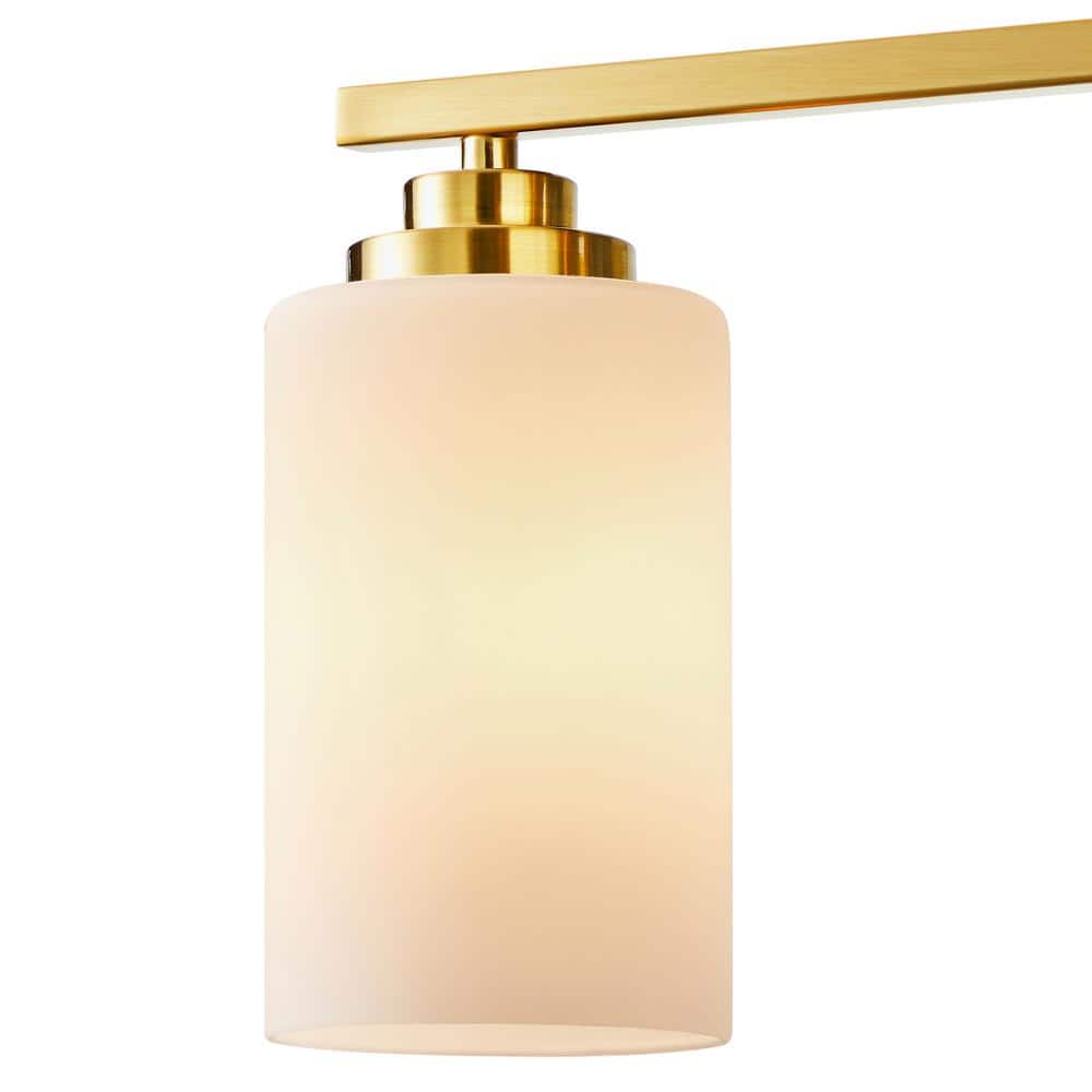 Gold Brass 4-Light Dimmable Vanity Light with Frosted Glass