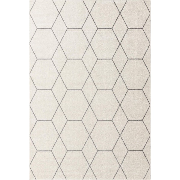 StyleWell Trellis Frieze Ivory/Gray 6 ft. x 9 ft. Geometric Area Rug