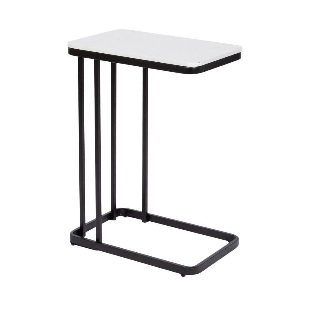 Credle 18.50 in. Black Rectangle Faux Marble Modern End Table price history on PriceWatchPro
