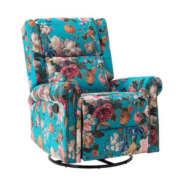 JAYDEN CREATION Jahwe Peacock Polyester Swivel Recliner