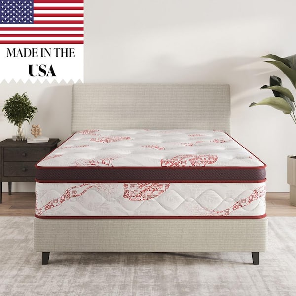 Ottomanson Queen Medium Firm Hybrid 13 in. Edge to Edge Pocket Coil Bed in A Box Ottopedic Mattress