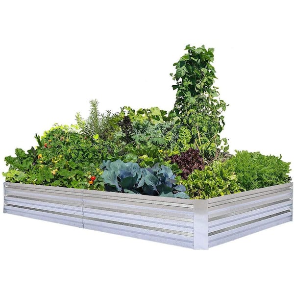 Mr. Garden 3 ft. x 6 ft. Silver Planting Bed Raised Garden Bed Metal Garden Beds for Vegetable Flower Bed Kit
