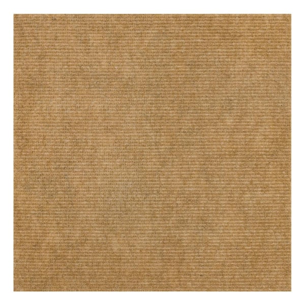 Single Rib Polyester Tan Brown Residential 12 in. x 12 in. Peel and Stick Carpet Tile Square 10 sq. ft.