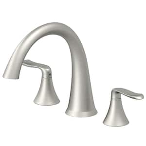 PICCOLO 2-Handle Deck Mount Roman Tub Faucet in Brushed Nickel