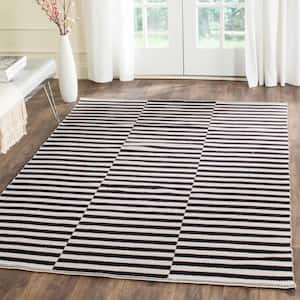 Montauk Ivory/Black Doormat 3 ft. x 4 ft. Striped Area Rug
