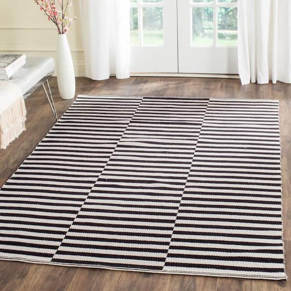 Montauk Ivory/Black 5 ft. x 7 ft. Striped Area Rug