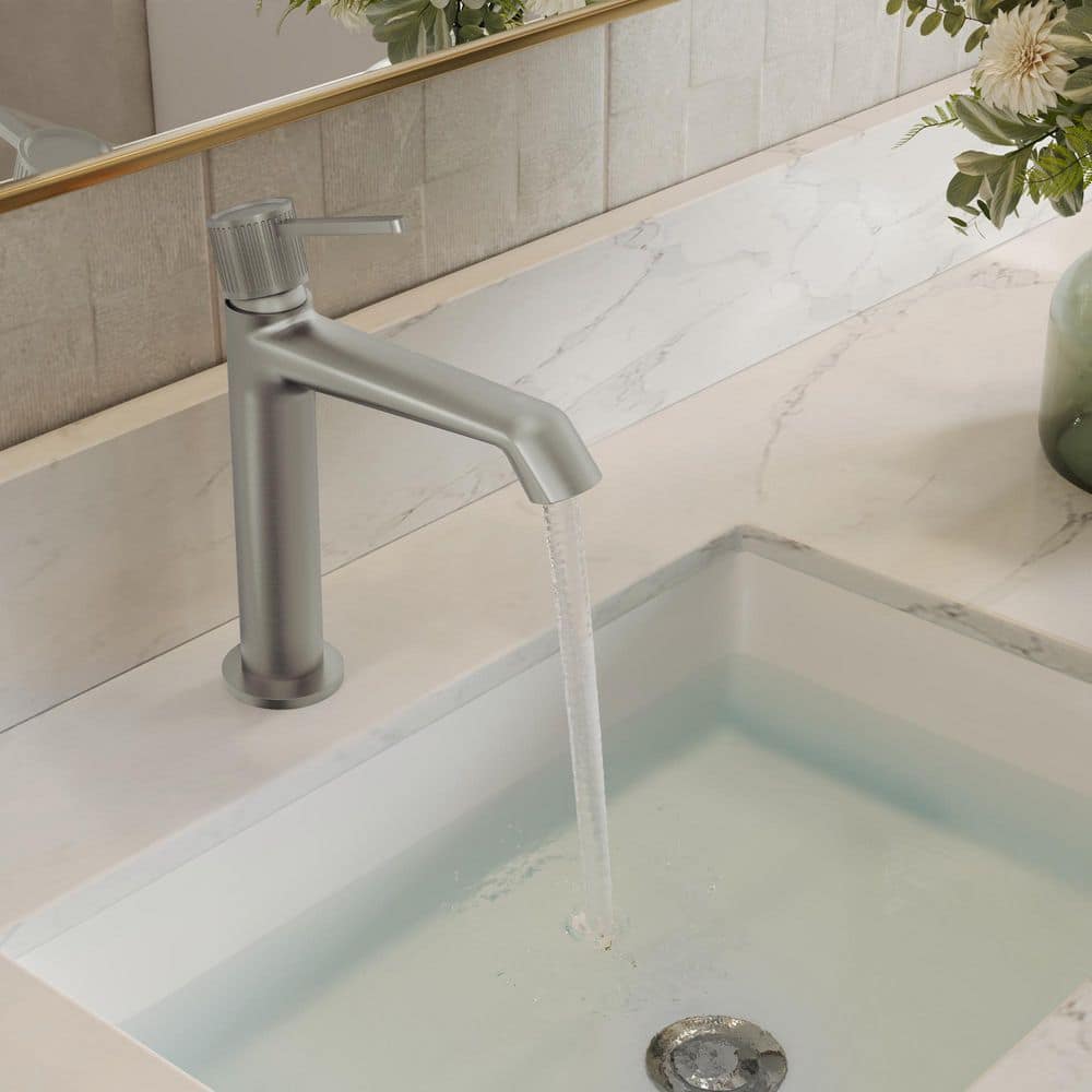 8.25 in. H Single Hole 1-Handle Brass Bathroom Faucet with Pop-Up Drain, Durable Construction in Brushed Nickel price history on PriceWatchPro