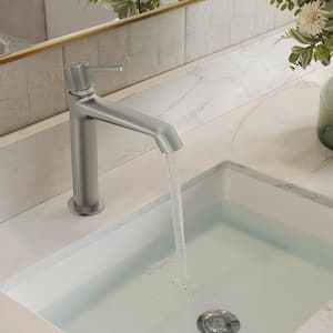 GRANDJOY 8.25 in. H Single Hole 1-Handle Brass Bathroom Sink