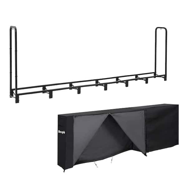12 ft. Firewood Rack Outdoor, Heavy Duty Firewood Storage Rack, Outdoor Firewood Rack with Cover