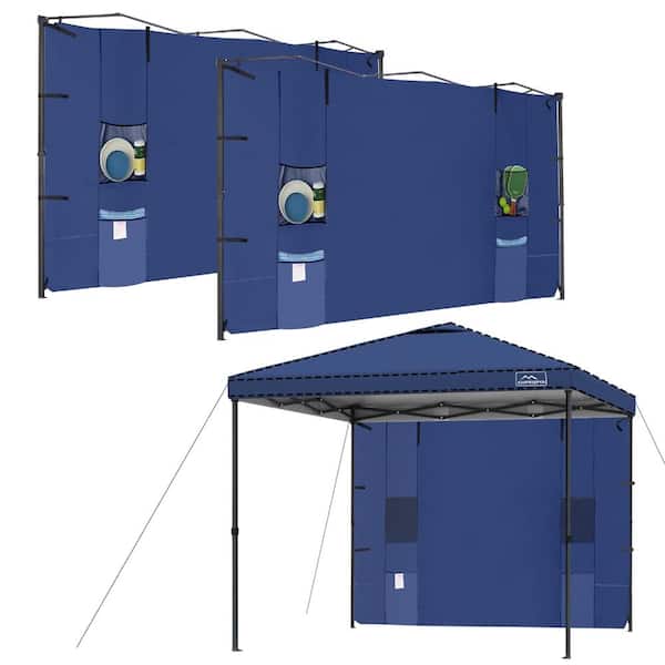 10x 10 ft. Pop Up Canopy Replacement Top Cover with 4 Pockets in Navy Blue Set of 2