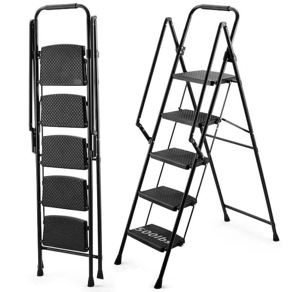 5-Step Steel Lightweight Folding Step Stool (10 ft. Reach), 500 lbs. Load Capacity Type IAA Duty Rating