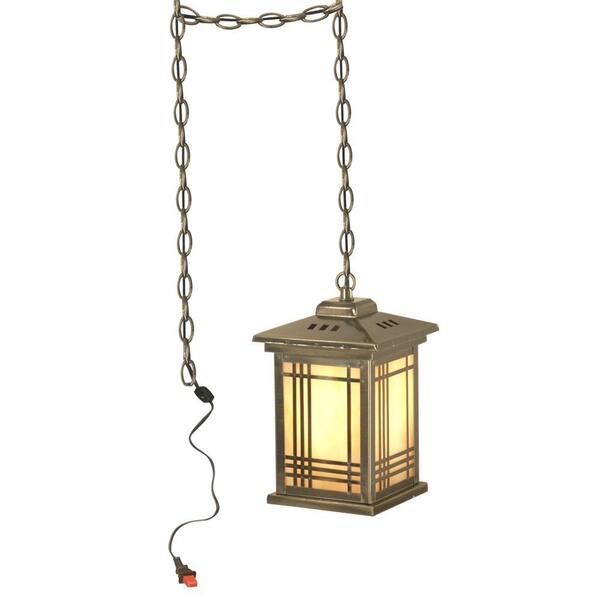 Dale Tiffany Tiffany Avery Lantern with Swag 1-Light Hanging Antique Brass Mini-Pendant Lamp-DISCONTINUED