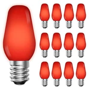 0.5-Watt C7 LED Red Replacement String Light Bulb Shatterproof Enclosed Fixture Rated UL E12 Base (12-Pack)