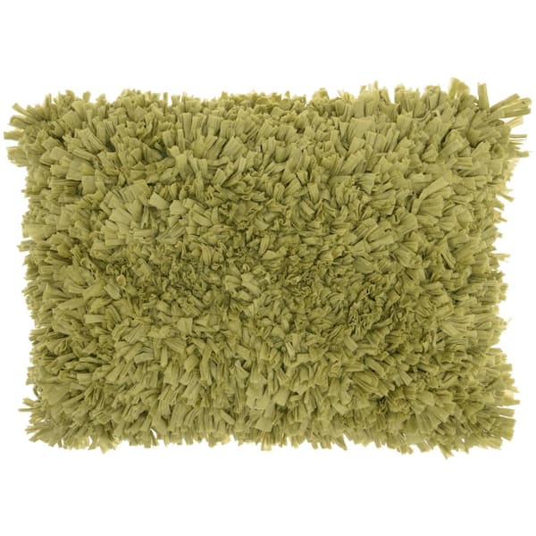 Mina Victory Shag Lime Green Shag 20 in. x 14 in. Rectangle Throw Pillow