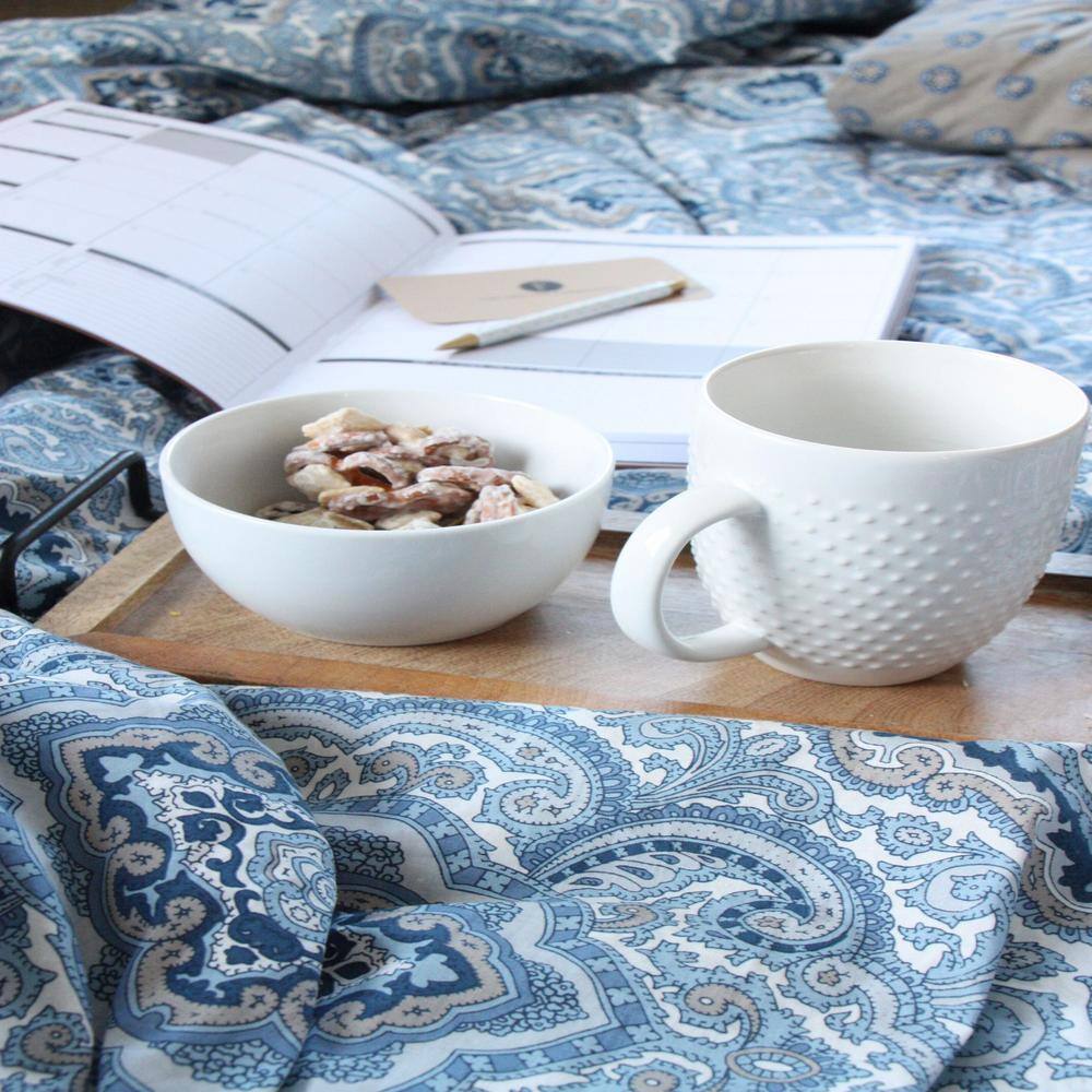 Milan Blue Paisley Cotton King Duvet Cover Set