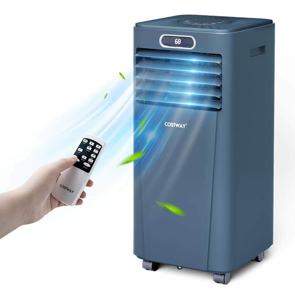 6,000 BTU Portable Air Conditioner Cools 350 Sq. Ft. with Remote in Blue -  Costway, FP10120US-DB