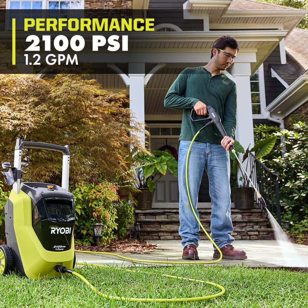 RYOBI 2100 PSI 1.2 GPM Cold Water Electric Pressure Washer with Surface Cleaner RY142012-RY31012