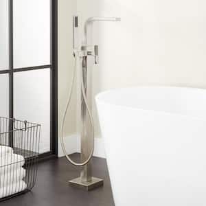 Hibiscus Single-Handle Floor Mounted Roman Tub Faucet in. Brushed Nickel