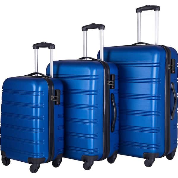 Merax Dark Blue 3-Piece Expandable ABS Hardside Spinner Luggage